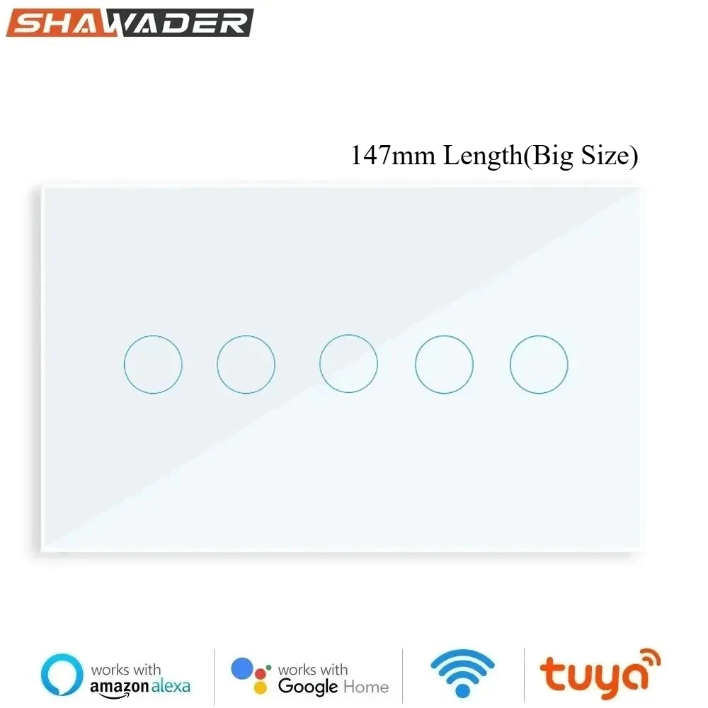 

Shawader Tuya WIFI умный настенный выключатель сенсорная стеклянная панель беспроводной преобразователь 4/5/6 банда пульт дистанционного управления от Alexa Google Home