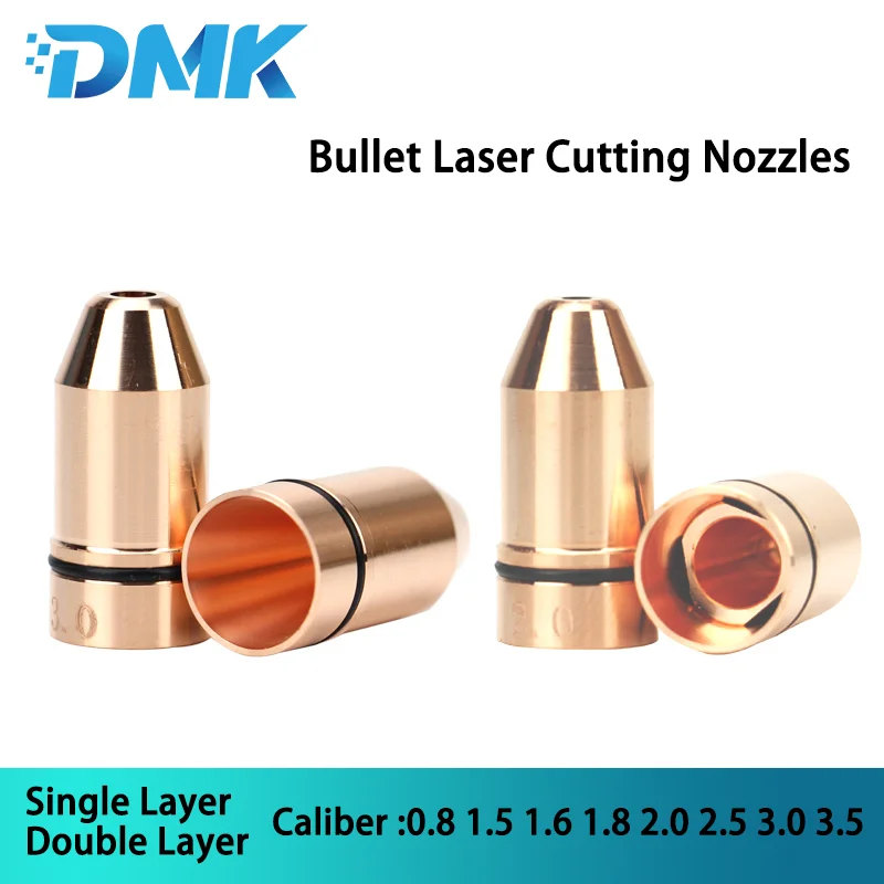 Bullet Model Laser Cutting Copper Chromed Nozzle D10.5 H22 0.8-5.0mm For Raytools BT210S DNE Laser Cut Machine Lock Nut 0.75 0.8