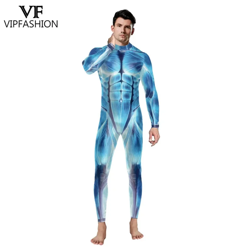 Sn60 VIP fashion funny muscle 3D printing Purim festival party zentai bodysuit jumpsuits Halloween cosplay costumes for MEN1 & 2