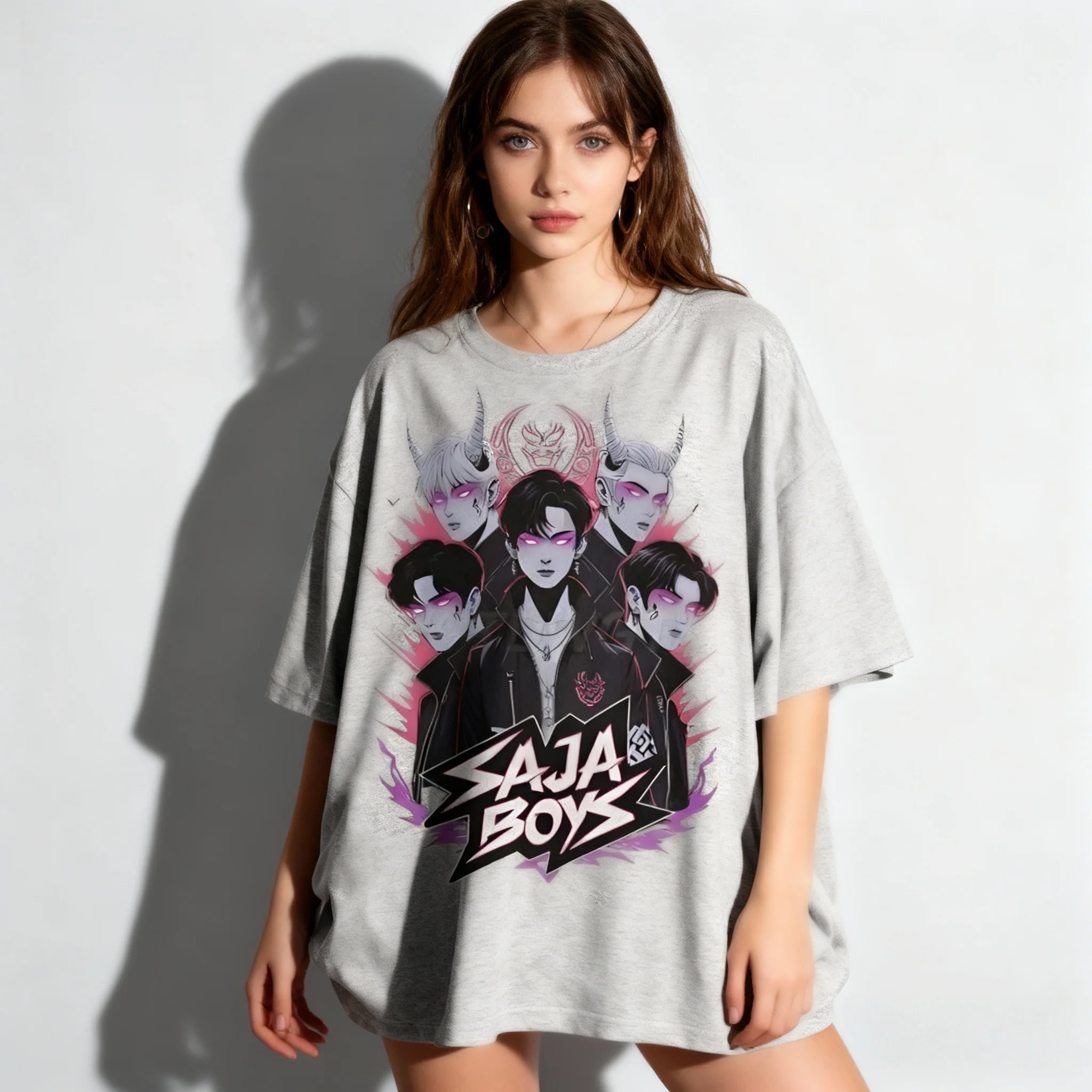 

25/26 Summer Anime KPOP Gaza Men's Team Tiger Same T-shirt Korean European and American Street Extra Large Adult Women Children