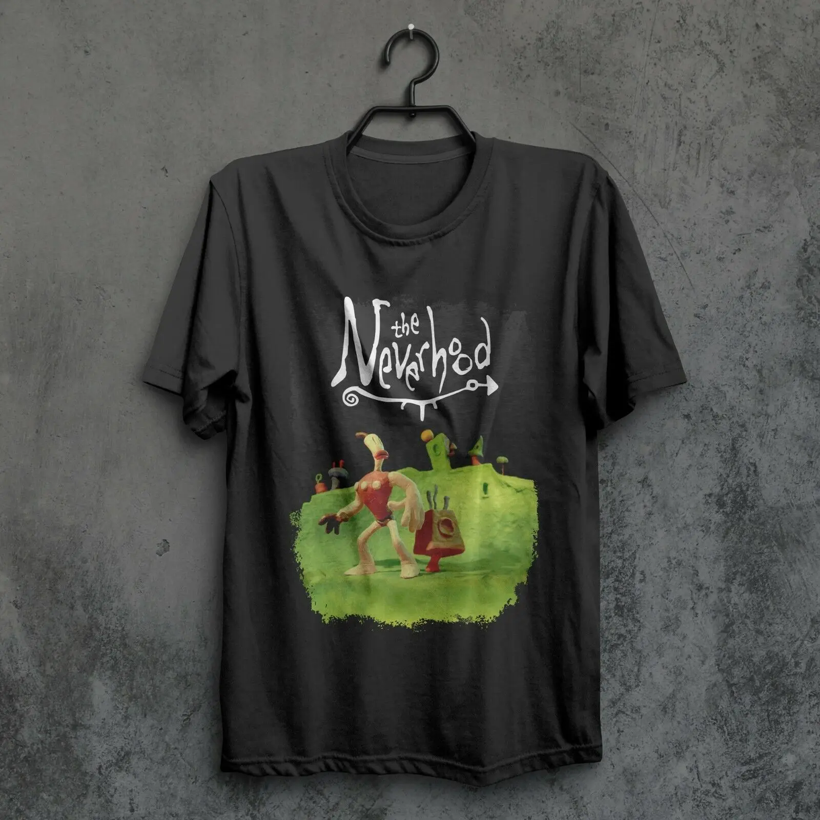Футболка с капюшоном The Neverhood Klaymen, Классическая игровая черная футболка с длинным или коротким рукавом