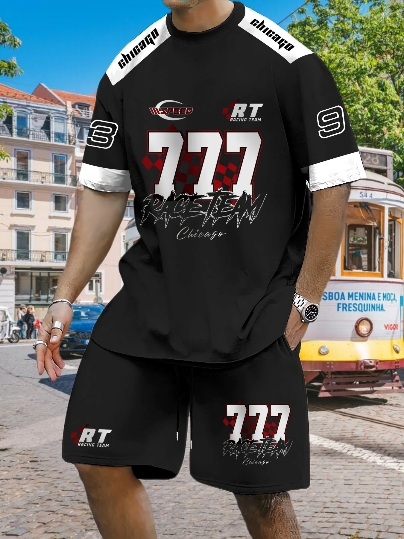 

2025 Latest Hot T-shirt Set 3D Vacation Style Trendy Various Elements Fashionable Street Men's Set Summer Top Shorts Breathable