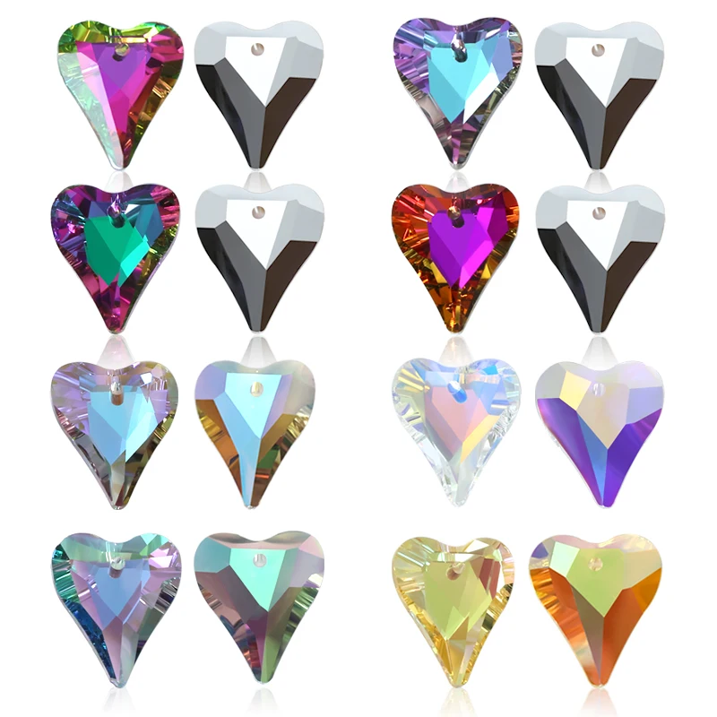 Crystal 6240 Wild Heart Charms Glass Austria Loose Beads Pendant Rhinestones for DIY Earring Necklace Jewelry Accessories 12Pcs