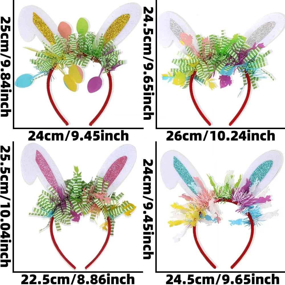 Cartoon Bunny Headband Easter Rabbit Ear Dress Up Hair Band Girls Photo Prop Gifts Happy 2025 Easter Day Decorations Kids Favor