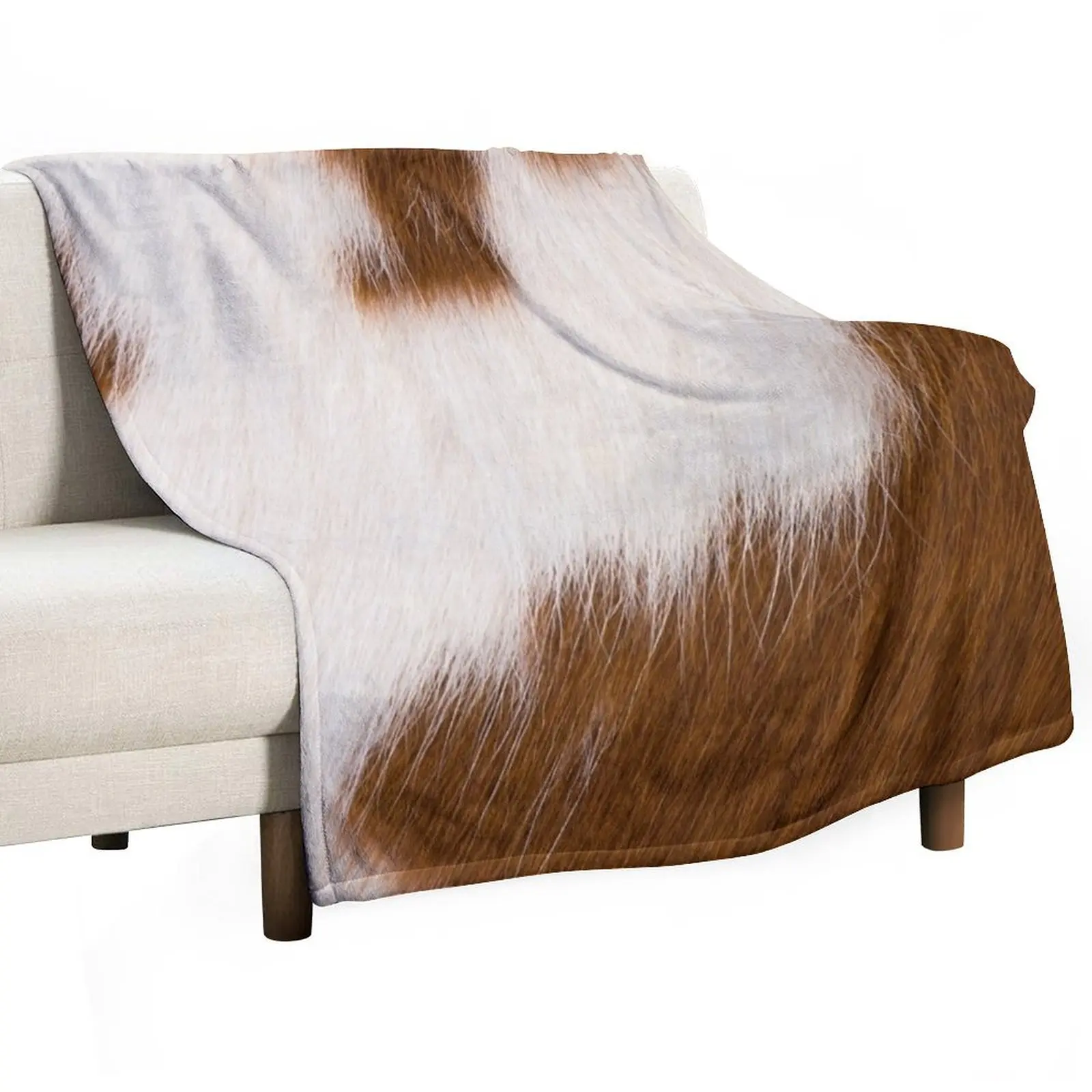 Brown and White Cowhide image Throw Blanket Soft Plush Plaid Blankets For Baby wednesday funny gift Blankets For Bed Blankets