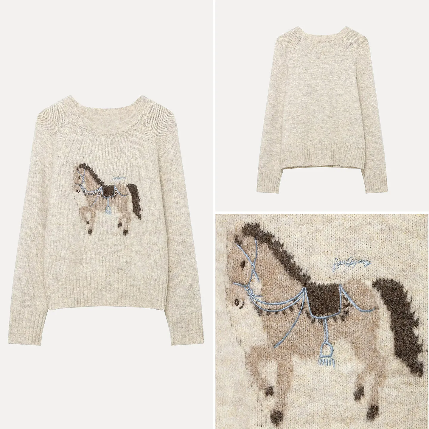 

Зима 20225, новый женский простой вязаный свитер с вышивкой и цветочным узором, подходящая для любой одежды, длинная све, обычная длина