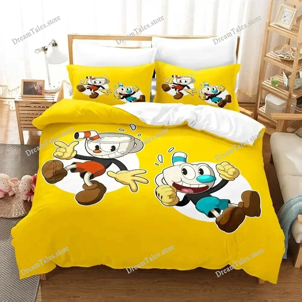 Cuphead Mugman Bedding Set Single Twin Full Queen King Size Bed Set Adult Kid Bedroom Duvet Cover Sets 3D Print Game Bed Sheet