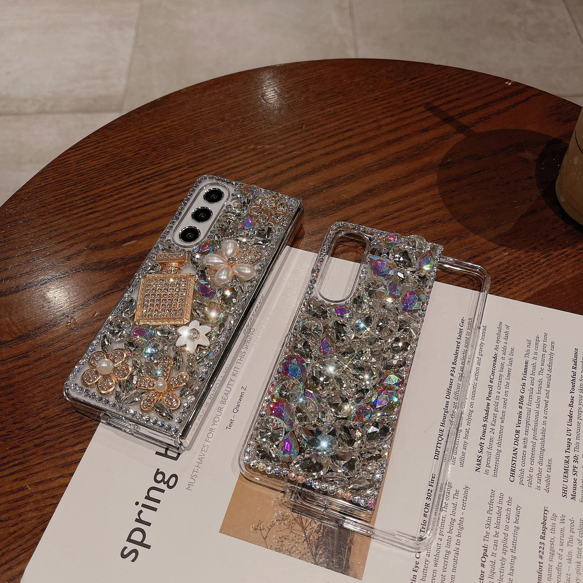 

Luxury Rhinestone Protective Case for Samsung Z Fold 3/4/5/6 with Holographic & White Diamonds