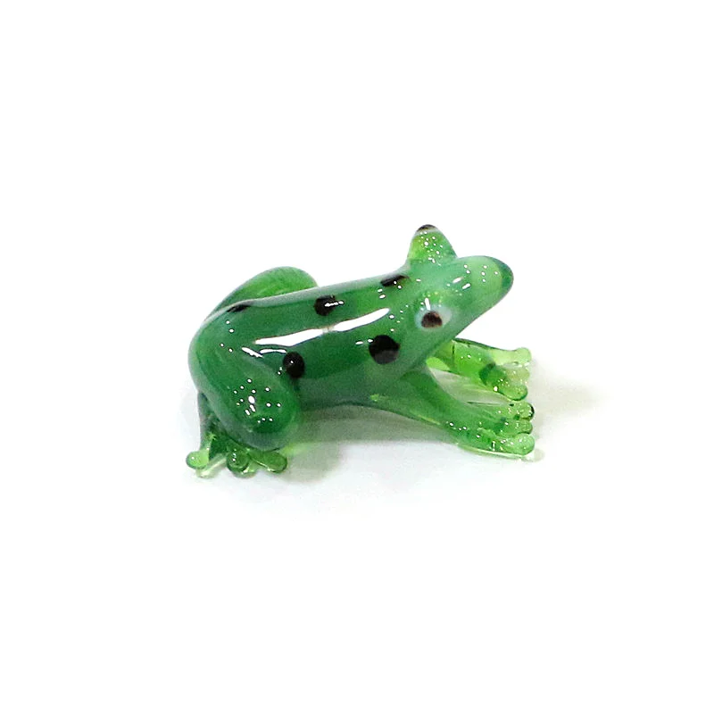 2 Stück Bunte Mini-Glas-Tierfiguren Niedliche Frosch-Miniatur-Statuen Ornamente für Zuhause Tischdekoration Feengarten Bonsai Deko-Zubehör – Detail 26