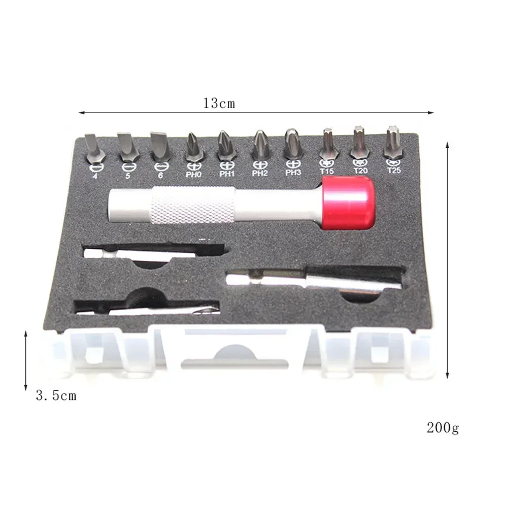 14pcs Aluminum Screwdriver Set Screwdriver Handle/Bit Connectors/Extension Conversion Tool SL4 SL5 SL6 PH0 PH1 PH2 T15 T20 T25