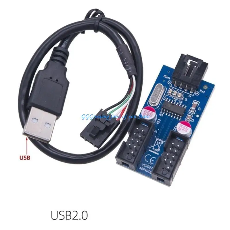 

H9EB Материнская плата USB 2,0 9PIN Заголовок с 1 до 2 удлинителя адаптер сплиттер USB 2,0 Мужчина-2 мужского 9-контактного
