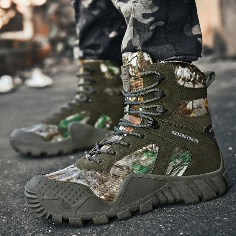 

High Quality Men Camouflage Boots Outdoor Hiking Training Work Boots Thick-soled Mountaineering Shoes Men Desert Boots