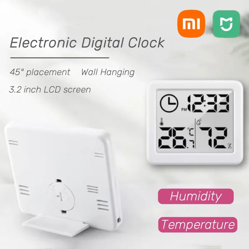 Xiaomi Multifunction Electronic Temperature LCD Screen Humidity Table Digital Clock Humidity Automatic Monitoring Desk Clock New