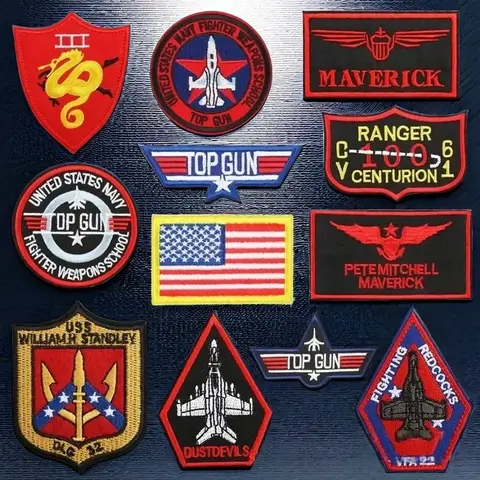 Top Gun Tomcat Embroidered Patch Hook and Loop Badge Jacket Sticker American Navy Air VF-1 Pilot Armband DIY Accessories