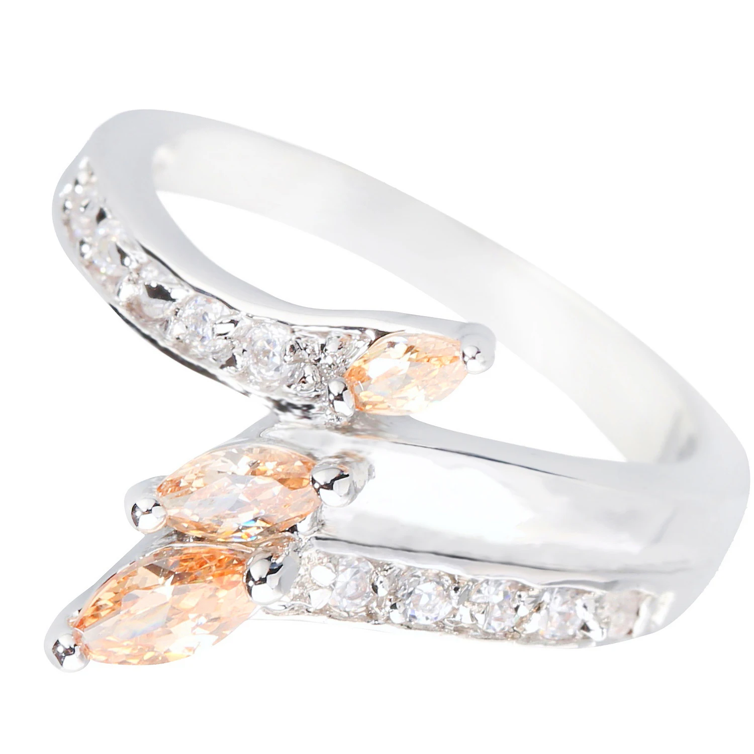 

3*3mm Brown Morganite 925 Sterling Silver Ring Q0154-C