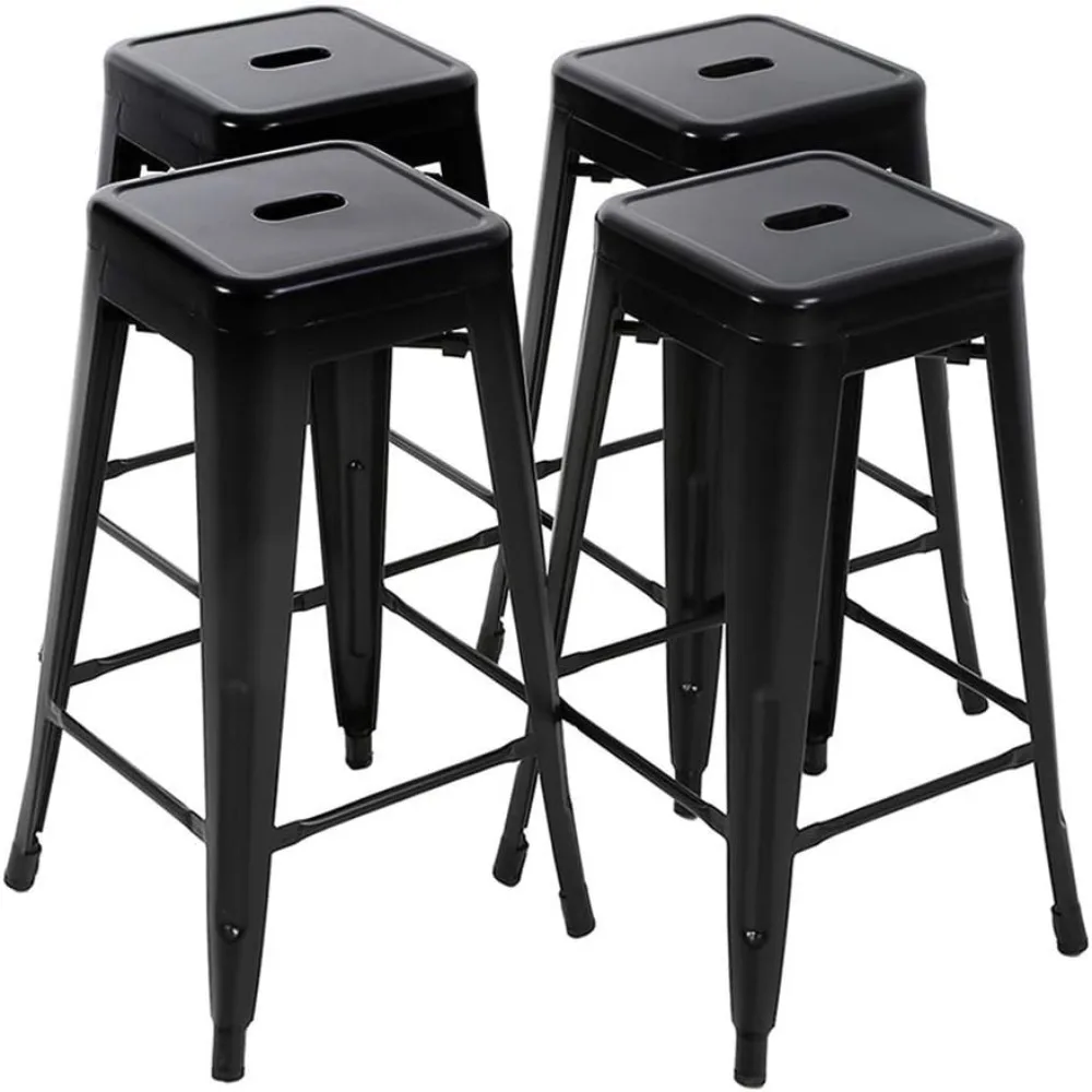 Metal Bar Stools Set of 4 Counter Height Barstool Stackable Barstools 24 Inch Indoor Outdoor Patio Bar Stool Home Kitchen