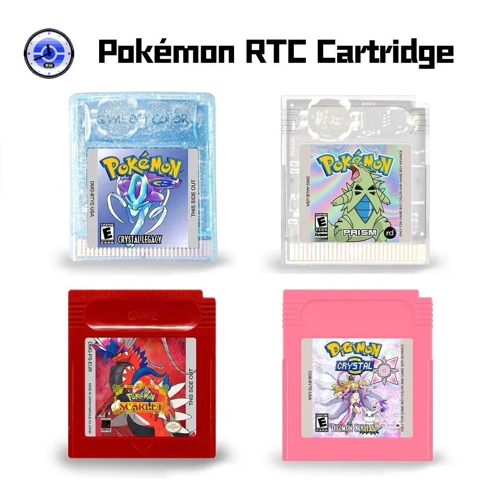 

GBC RTC Pokémon Clock Game Card , Cubic Crystal , Digion crystal ,Scarlet，Prism， GBC Pokémon Series English Game Card