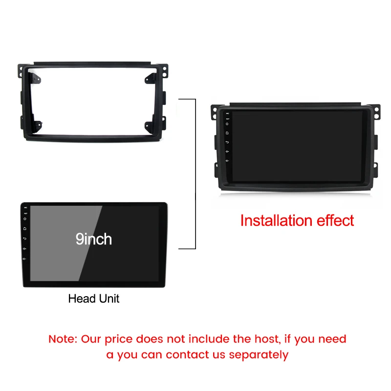 9 Inch Radio Fascias for Mercedes Benz Smart Fortwo W451 2006~2009 CD Dashboard Dash Audio Mounting Cable Dash Kit audio Frame