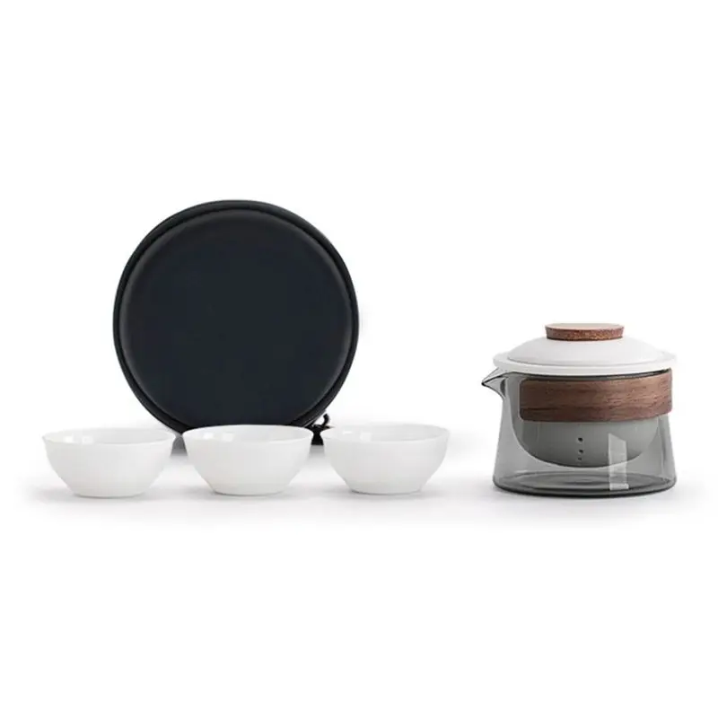 

ABHZ-1 Bowl 3 Cups Tea Cup Set Household Tea Making Travel Tea Set Outdoor Portable Bag Chinese Tea Set Supplies