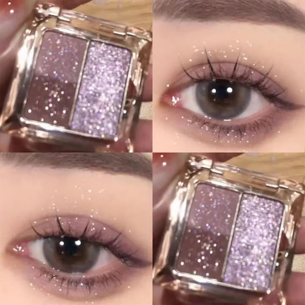 Ice Grape Pink Purple Eyeshadow Palette Sequin Pearlescent Whitening Eye Shadow Palette Waterproof Glitter Powder Set Portable