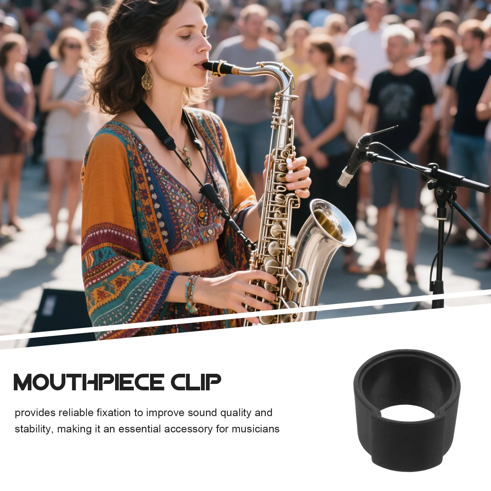 Elastic Silicone Sax Mouthpiece Clip Compatible with Alto Soprano Tenor Saxophones Reliable Fixation Sound Stability Compact