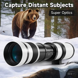 White JINTU 420-800mm Super F/8.3-F16 MF Telephoto Camera Lens T2 Mount for NEX E-Mount NEX-3NL A7 A9 A7S A7R A6500 A6000 A6400