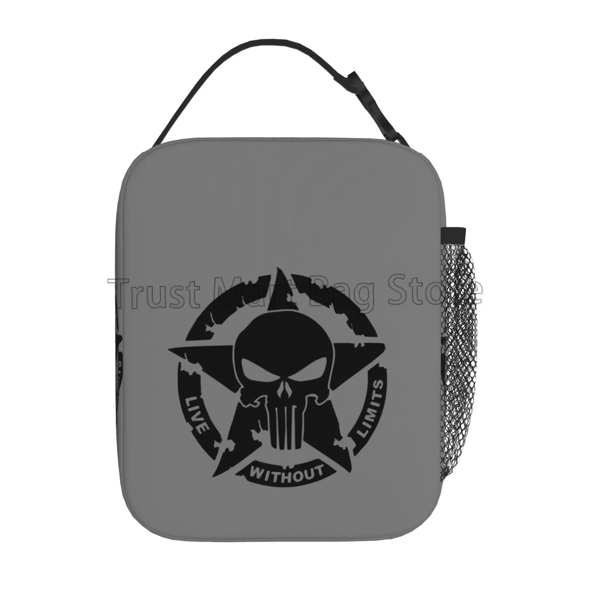 Military Tactical Skull Star Insulated Lunch Bag Portable Waterproof Lunch Box Thermal Cooler Bento Tote For Work Travel Picnic
