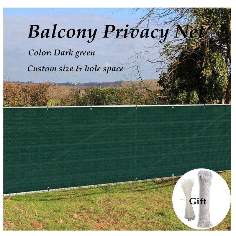 Dark Green HDPE Balcony Privacy Net Fence Shielding Anti-UV Windproof Apartment Balcony Protection Terrace Shelter Privacy Net