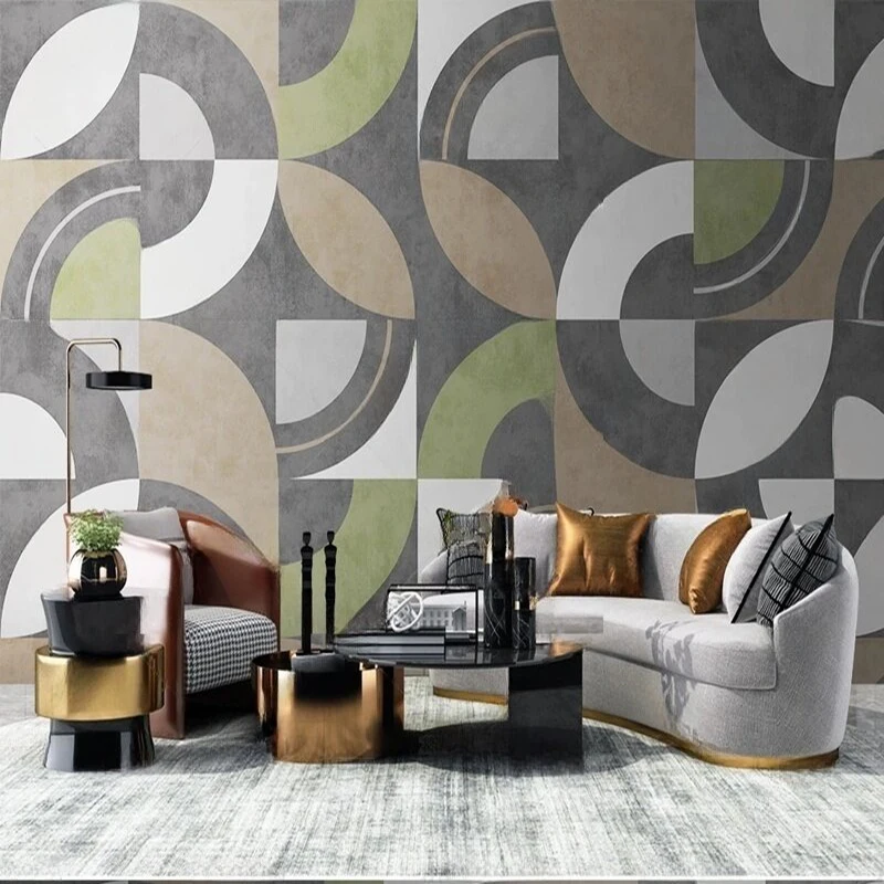 

MU8852 Modern simple retro and light luxury geometric pattern TV background wall