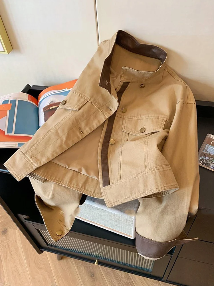 Jmprs Streetwear Women Y2K Cargo Jacket Fall Long Sleeve Retro American Short Coat Casual Female O Neck Harajuku Vintage Tops