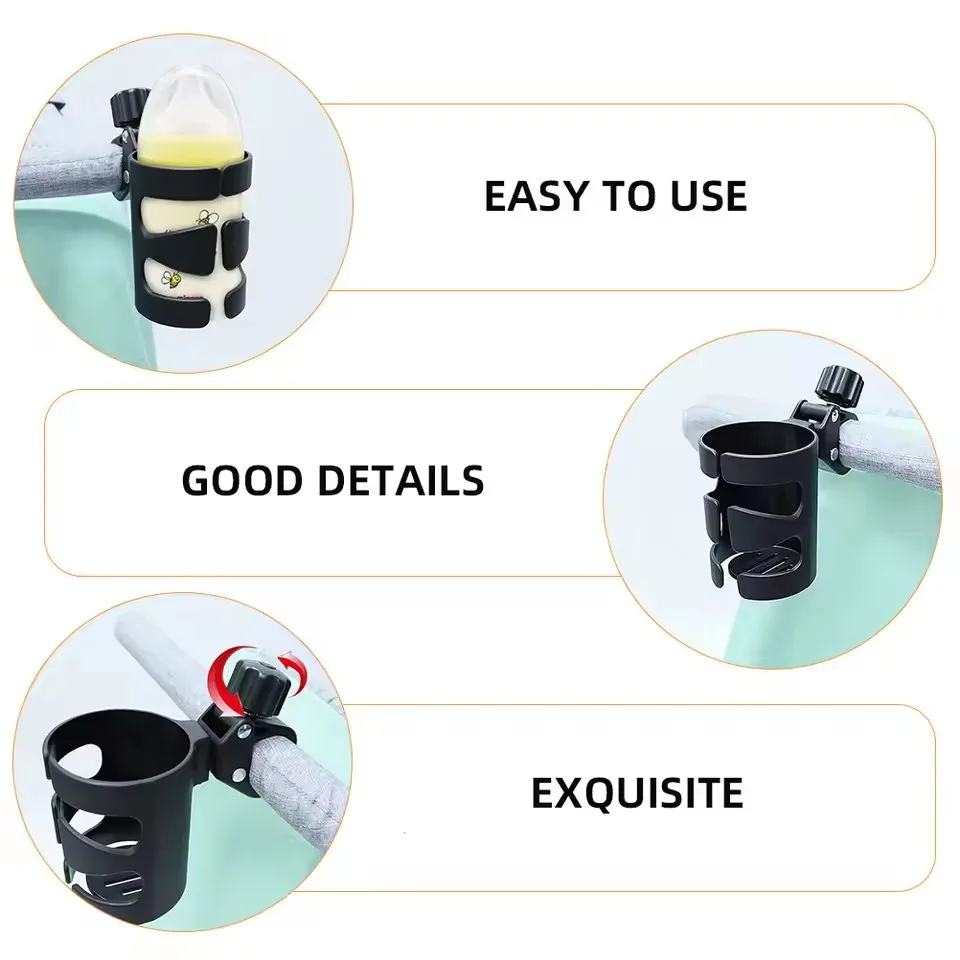 1Pcs Black Universal  Reliable Stroller Cup Holder for Bottle Water Drink Compact Design Easy Carry Stroller Accessory C25