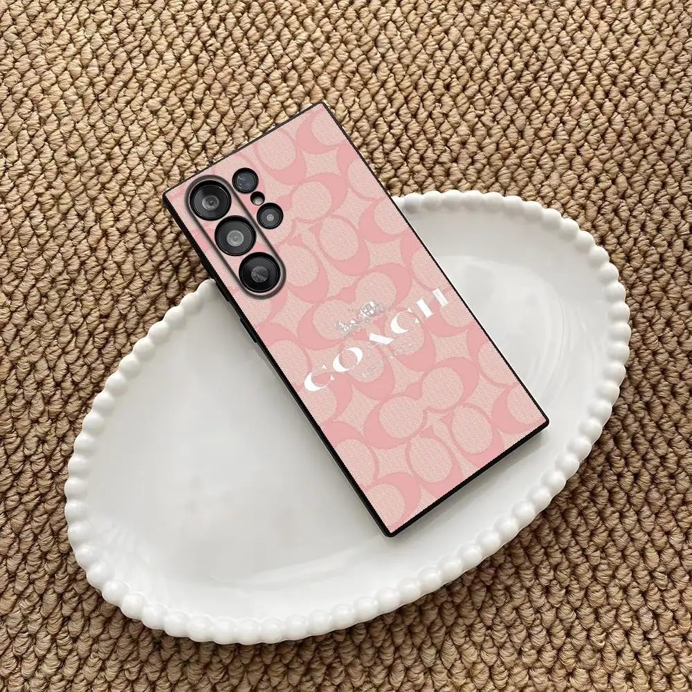 Luxury fashion brand C-Coach Phone Case For Samsung Galaxy S26 S25 S24 S23 S22 S21 S20 Plus Ultra Note20 Soft Black