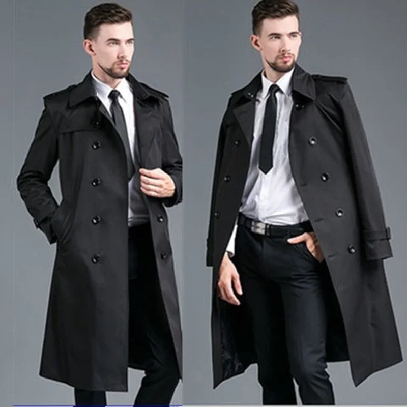 Men's Windbreaker New Autumn and Winter Slim Fit Double Breasted Business Leisure Long Coat  Guy's Cape