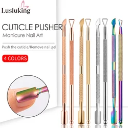2PCS Steel Double-ended Cuticle Pusher Dead Skin Remover Nail Polish Remover Pusher Nails Art Tool for Manicure Storage Box Gift
