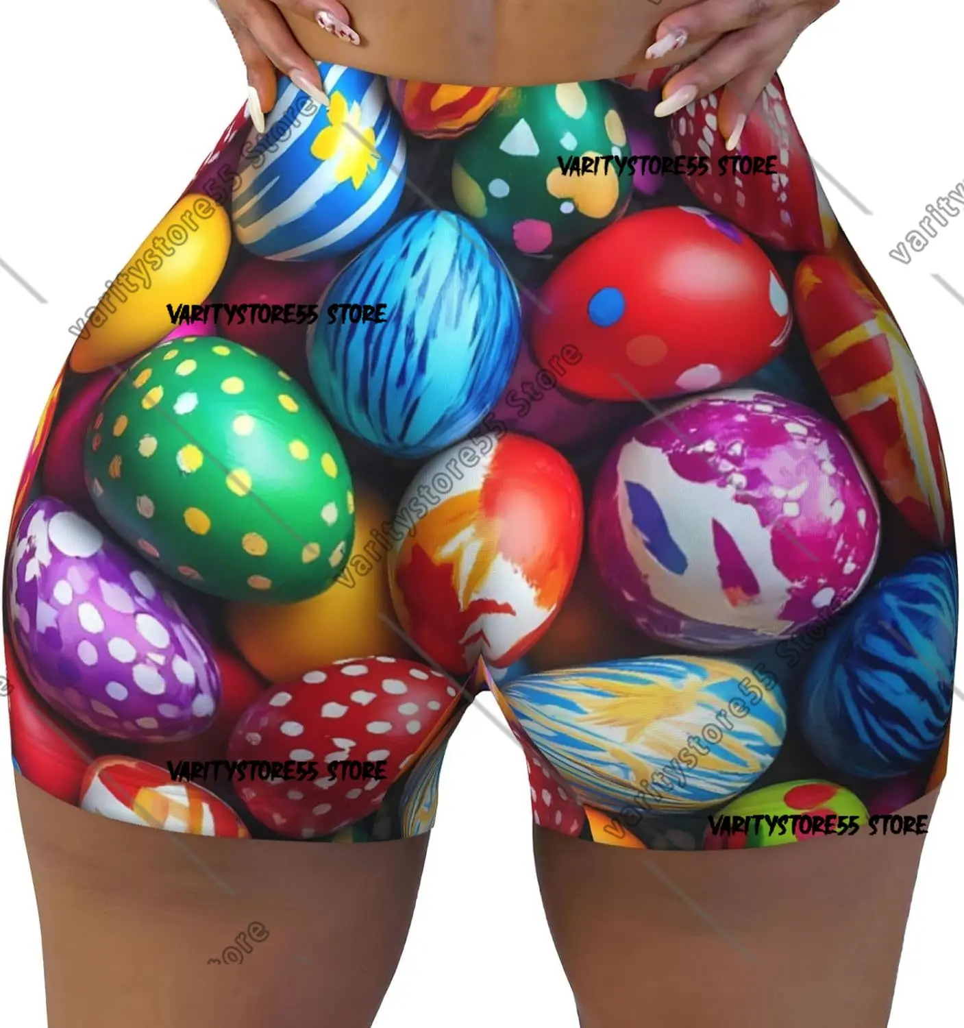 

Красочные пасхальные шорты для тренировок для женщин, байкерские шорты для йоги, леггинсы с подтяжкой ягодиц
