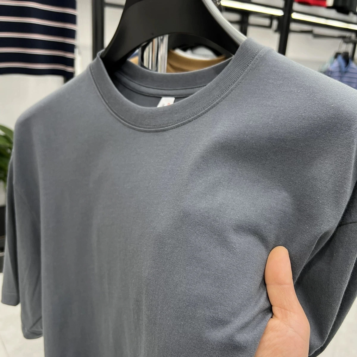 100% cotton men\'s round neck short sleeved T-shirt high-end fashion solid color casual comfortable breathable summer new top