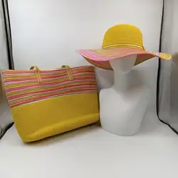 Set Straw Hat and Bag for woman Pure hand woven Retro elegant and gorgeous Designer Vacation Beach 2022 New Straw Hat and Bag