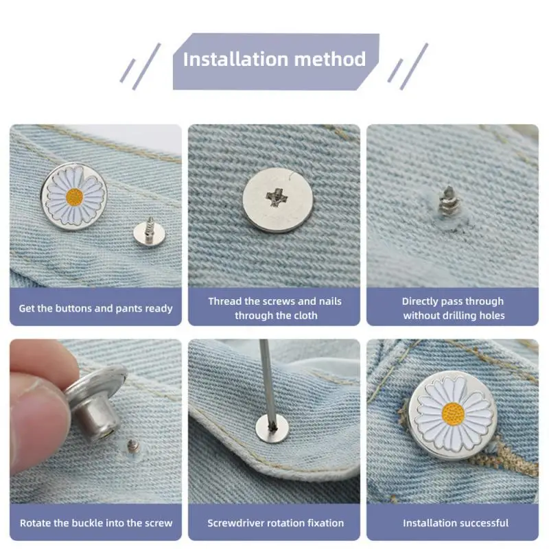 10pcs jeans button adjustable waist shrinker Nail free metal button Removable I-button seam free waist button