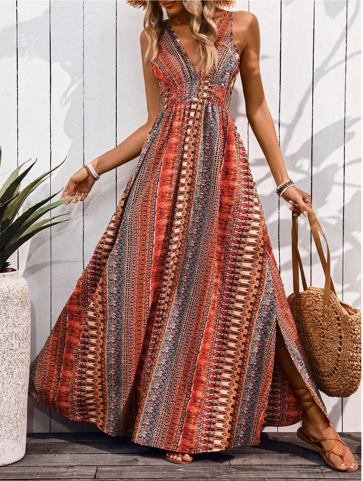 Neues Sommer-Strandkleid Vestidos Para Mujer Bedruckte Kleider Modische Trägerkleider Partykleider Kleidung Lange Kleider – Detail 6