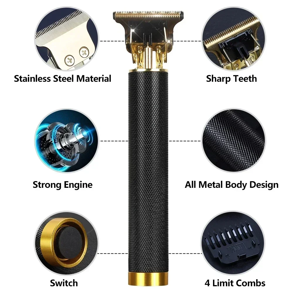 남성용 전문 전기 헤어 트리머, 헤어 커팅 머신, 충전식 수염 면도기
