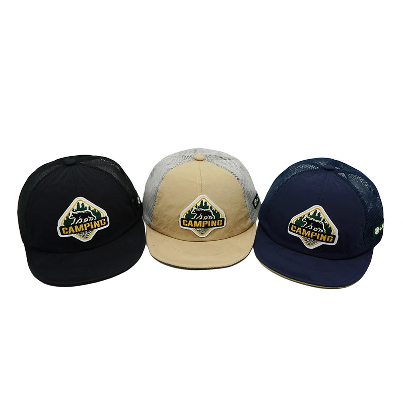 Fast Dry Baseball Cap Short Soft Brim Dad Caps Breathable Mesh Fabric Snapback Hat Hats Embroidery Adjustable Big Size Summer