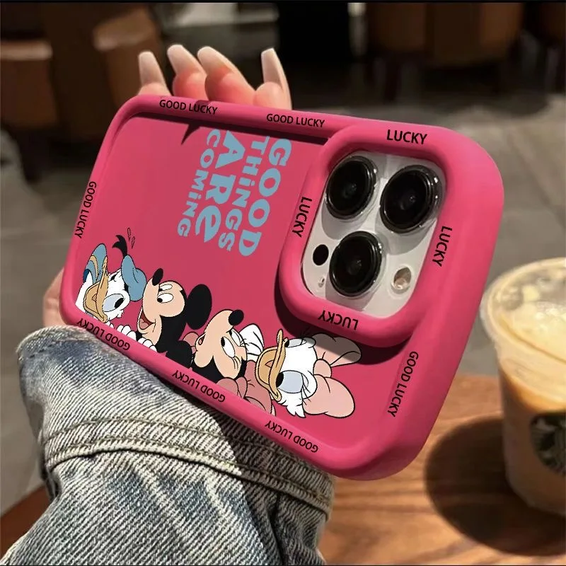 Disney Mickey Minnie Mouse Duck Cute Phone Case For iPhone 16 14 12 13 11 15 Pro Max XR XS MAX 7 8 PLUS Y2K Cartoon Lovely Cover