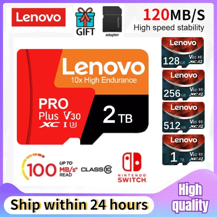 Original Lenovo Micro TF/SD Card 2TB High Speed 128GB TF SD Memory Card Mobile Phone Computer Cam 512G Flash Memory Card MP3/MP4