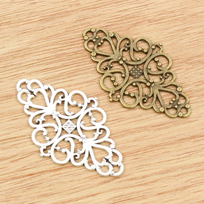 10 sztuk 41x25mm antyczny brąz i antyczne srebro pozłacane kwiat styl złącze ręcznie robiony wisiorek: DIY dla bransoletka naszyjnik