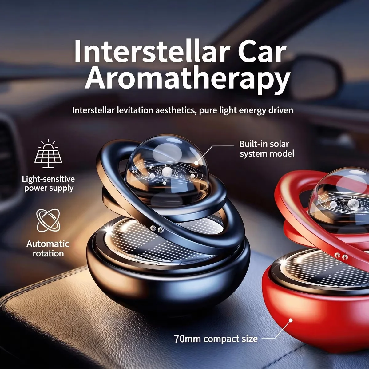 Car Solar Powered Crystal Ball Perfume Starry Sky Aromatherapy Automobile Interior Fragrance Dashboard Decoration
