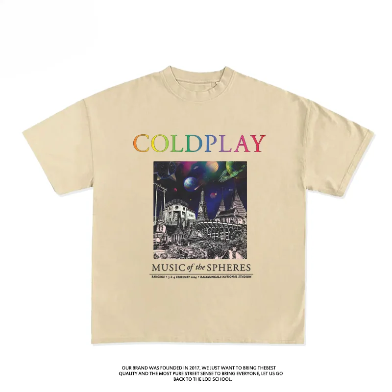 ColdPlay Peripheral T-shirt Summer 2024 Music Rock Concert Cotton Short Sleeve Men and Women Loose Casual Pure Cotton T-shirt