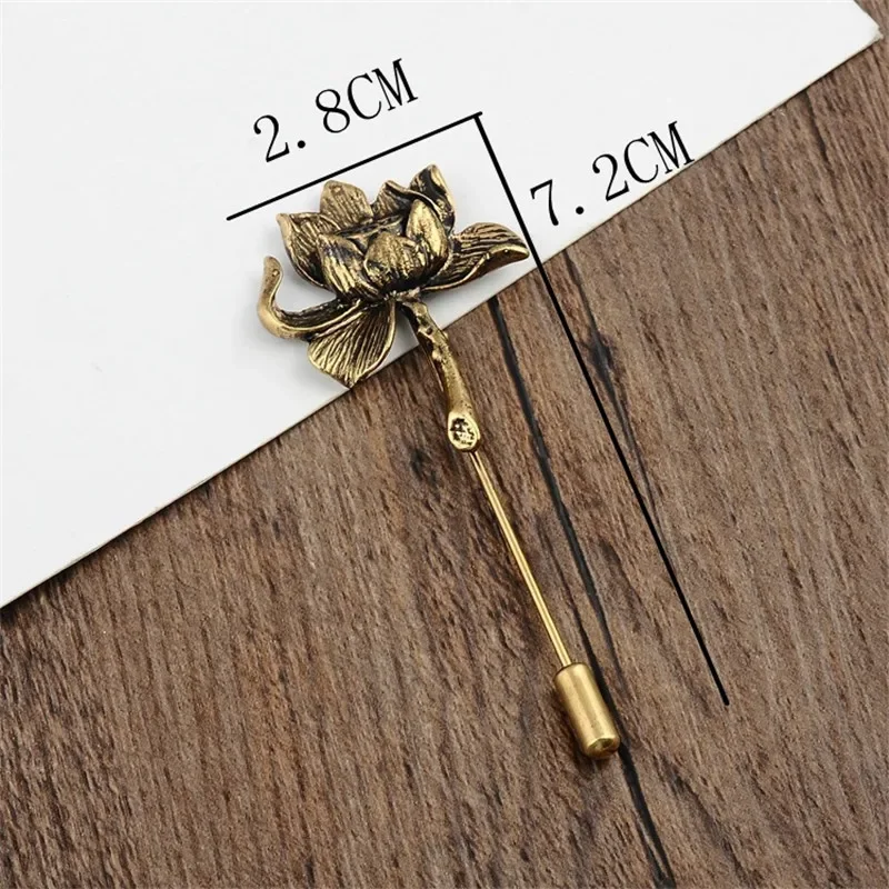 Vintage Bronze Lotus Flower Deer Brooches Men Women Shawl Cardigan Collar Pins Accessories Jewelry Gift Wholesale