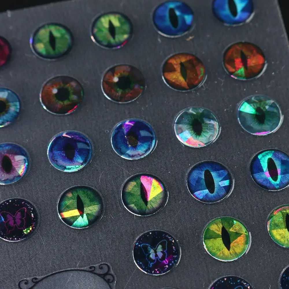 3D Simple Nail Art Stickers Green Blue Dinosaur Snake Cat Evil Eye Nail Decoration Dragon Eyes Foil Design Adhesive Nail Decals