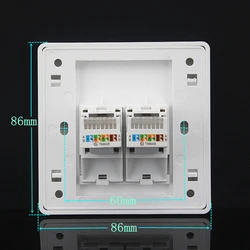 rj45 Socket jack modular 2 Port cat5e cat6 Keystone Wall Face plate Faceplate toolless white wall socket panel 86mm