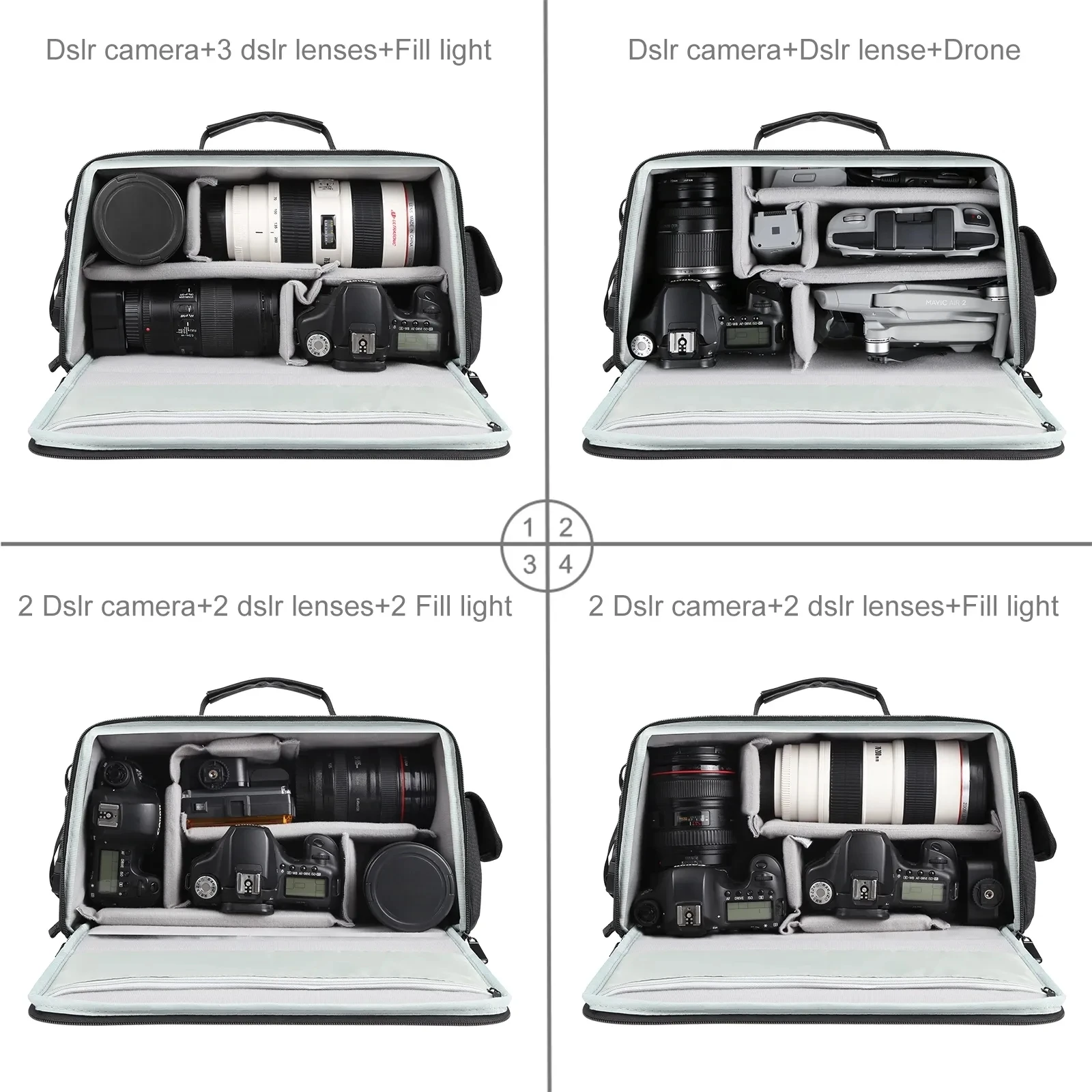 PULUZ Portable Camera Lens Storage Bag Outdoor Foldable Crossbody Shoulder Bag for DSLR Digital Cameras Lens Photography Bag